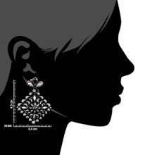 Geometric 92.5 Sterling Silver Earrings Embossed pattern Floral Centre And Border Danglers