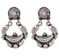 92.5 Sterling Silver Earrings Two Birds Chandbali Floral Design Danglers