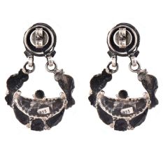 92.5 Sterling Silver Earrings Two Birds Chandbali Floral Design Danglers