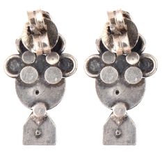 92.5 Sterling Silver Earrings With Blue Topaz And Green Onyx Stones Jhumkis