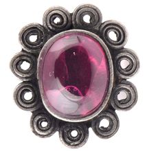 92.5 Sterling Silver Earrings Studded With Big Oval Amethsyt Stone with Floral Pattern Border