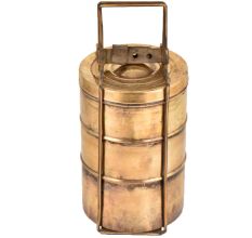 Brass Tiffin Box Thee Tier Containers For Home Decoration