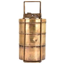 Brass Tiffin Box Thee Tier Containers For Home Decoration