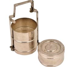 Brass Tiffin Box Three Tier Lunch Box With Silver Finish