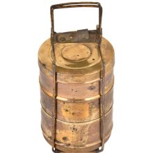 Traditional Brass Tiffin Box With Three Containers