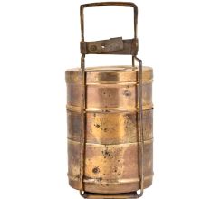 Traditional Brass Tiffin Box With Three Containers