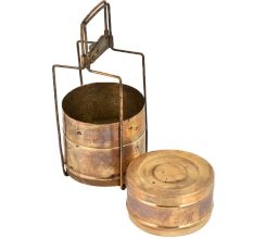 Traditional Brass Tiffin Box With Three Containers