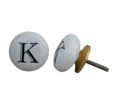 K Flat Alphabet Ceramic Dresser Knob