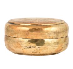 Round Brass Tiffin Box With Tribal Style Delicate Engravings