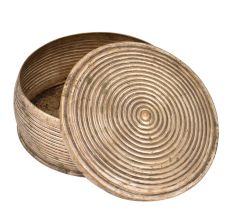 Round Brass Tiffin Box Spiral Design Engraved  Box