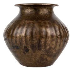 Old Brass Pot Engraved Birds Flower Design Gift Pot