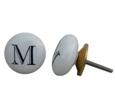 M Flat Alphabet Ceramic Furniture Drawer Knob