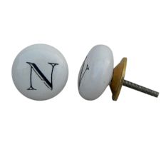 N Alphabet Ceramic Furniture Knob