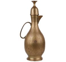 Brass Indian Tea pot Surahi Long Thin Handle Inverted Cup Lid