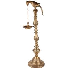 Brass Parrot Holding Hanging Oil Lamp