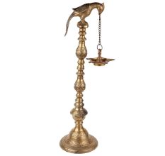 Brass Parrot Holding Hanging Oil Lamp