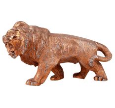 Aluminum Metal Based Roaring Lion Statue With Copper Finish