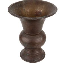 Brass Pot Or Vase With a Long and wide Mouth Centre Bulge Round Base