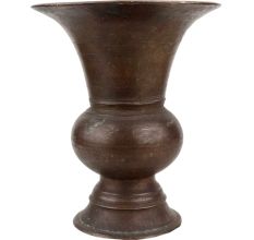 Brass Pot Or Vase With a Long and wide Mouth Centre Bulge Round Base