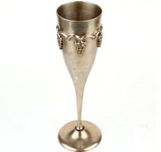 Brass Champagne Glass Silver Polished With  Embossed Grapes bunch