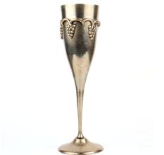 Brass Champagne Glass Silver Polished With  Embossed Grapes bunch
