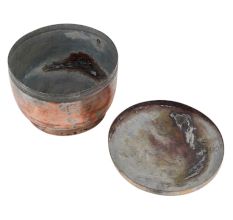 Indian Footed Copper Bowl With Lid