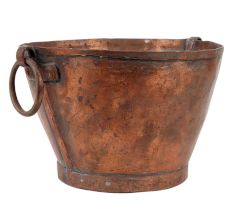 Old Copper Bucket With Ring Handles With A Wide Mouth