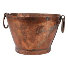 Old Copper Bucket With Ring Handles With A Wide Mouth