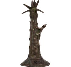 Brass Dhokra Statue Of Tribal Man Climbing Sailfi Tree