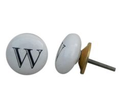 W Alphabet Ceramic Cabinet Drawer Knob