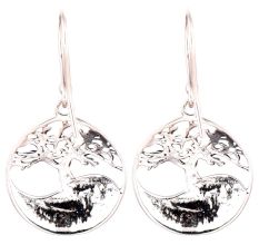 92.5 Sterling Silver Earrings Tree Of Life Wide With Long Roots Drop Earrings