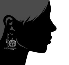 Round 92.5 Sterling Earrings Knotted Tree of life Etched Design Border