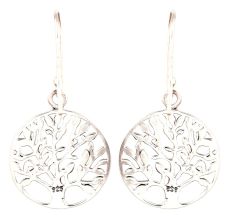 Round Dangle  92.5 Sterling silver Earrings Tree Of life Motif Earrings