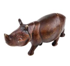 Hand Made Brass Hippo Animal Statue With Detailed Carving