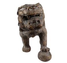 Brass Foo Dog Lion Playing Ball Statue Home DÃ©cor