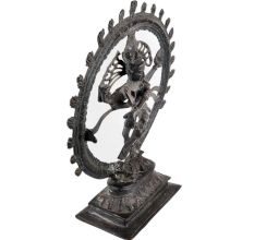 Brass Shiv Natraja Statue Surrounded By Rings Of Flame