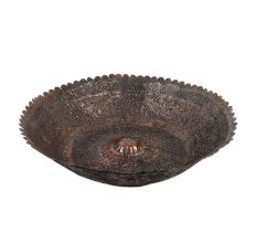 Handmade Copper Bowl Engraved Floral Scalloped Design