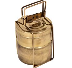 Traditional Two Tier Brass Tiffin Box Indian Kitchen