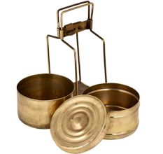 Traditional Two Tier Brass Tiffin Box Indian Kitchen