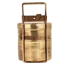 Indian Brass Tiffin Box With Two Containers