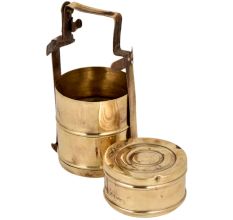 Brass Tiffin Box With Three Containers With  Thick frame And Traditional locking System