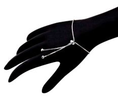 Adjustable 92.5 Sterling Silver Bracelet With Twisted Heart Crystals Pendant