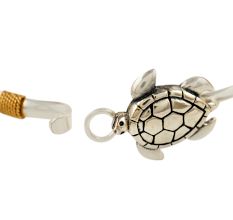 92.5 Sterling Silver Bracelet with Tortoise Good Luck Charm Kadaa
