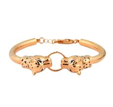 Gold Plated 92.5 Sterling Silver Bracelet Adjustable Kadaa Two Tiger Face With Ring In Mouth