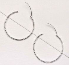 Medium Size 92.5 Sterling Silver Hoop Earrings For Women