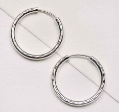 92.5 Sterling Silver Hoop Earrings Textured Bali For Women