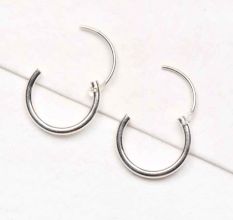 92.5 Sterling Silver Earrings Bali Smooth Finish Every Day Wear Hoop
