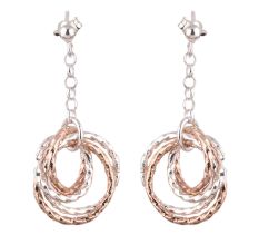 Gold Plated 92.5 Sterling Silver Earrings Circular Drop Danglers