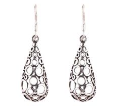 92.5 Sterling Silver Polka Earrings Filigree Dangler Earrings
