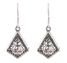 Traditional 92.5 Sterling Silver Earrings Filigree Dangle Earrings